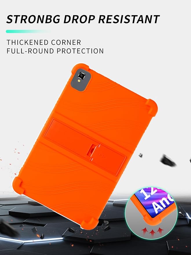 Case for YLEEBG TAB10 10 inch Android 14 TabletsWUNIAK Hollow Back DesignHeat Dissipation Shockproof Lightweight Adjustable Kickstand Silicone Shell&ampKids Friendly Soft CaseBlack
