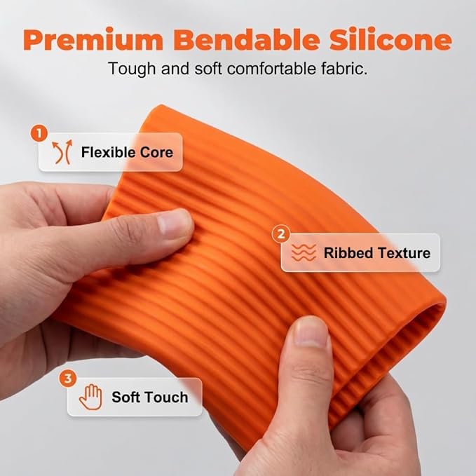 Portable Foldable Silicone Aluminum Phone Holder-Orange (Black)