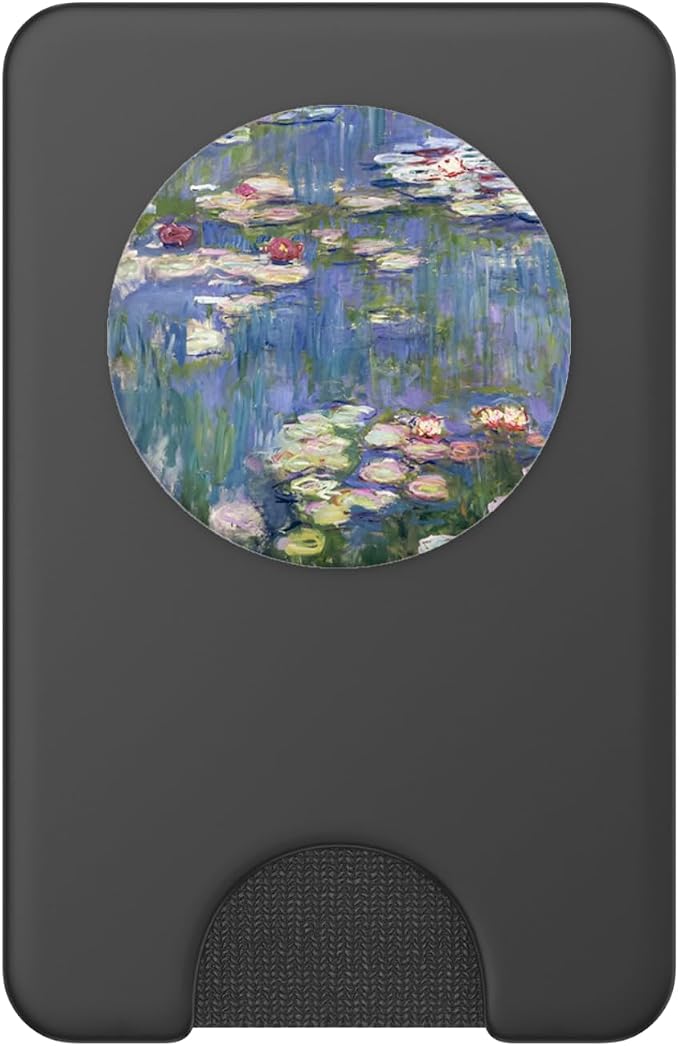 PopSockets Monet's Water Lilies Modern Art Impressionism Painting Phone Grip - Black - Compatible with Smooth Hard Plastic Phone Cases