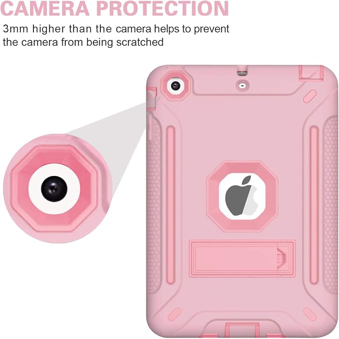 MAKEIT CASE iPad Mini Heavy Duty Hybrid Shockproof Protective Case - Full-Body Rugged Silicone and PC Hard Case With Kickstand for iPad Mini 1/2/3