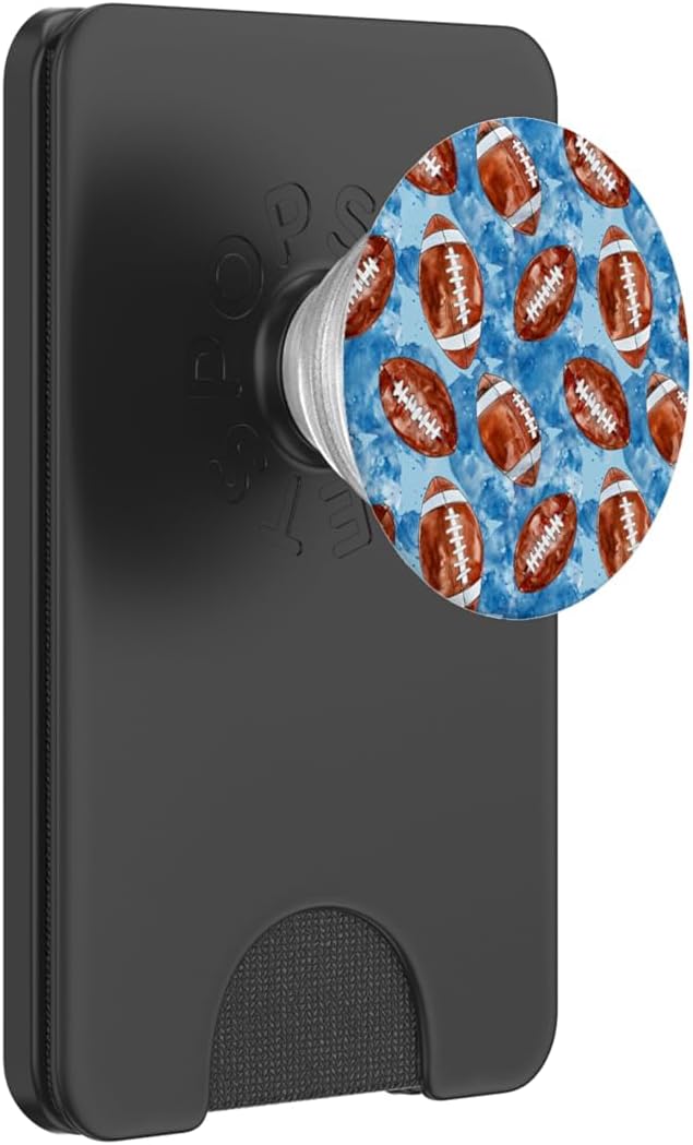 Blue Brown American Football Watercolor Sports Pattern PopSockets Adhesive PopGrip