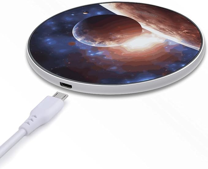 Planets in Space Background Wireless Charger Magnetic Phone Induction Charger 10w Fast Wireless Charging Station Compatible with iPhone 17 16 15 14 13 12 Pro Max Samsung Galaxy S25 S24 S23
