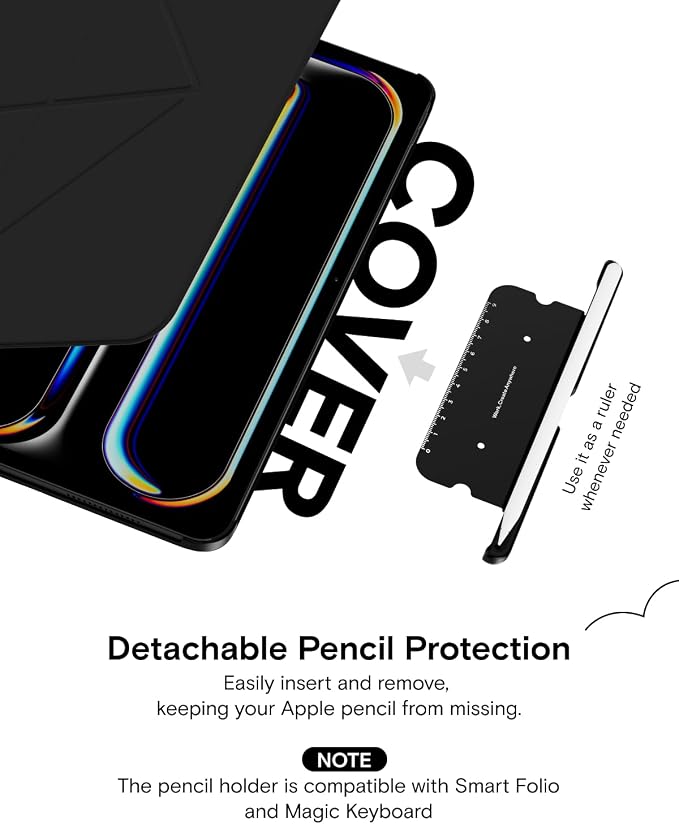MOFT Folio iPad Air 13 inch (M2) Case with Detachable Pencil Holder Lightweight &amp ProtectiveDurable MOVAS Material and Comfortable Touch Perfect for BrowsingDrawing Studying Sidecar Jet Blac