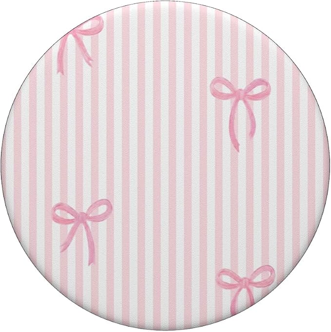 Pink White Bow Pattern Phone Case PopSockets PopWallet for MagSafe