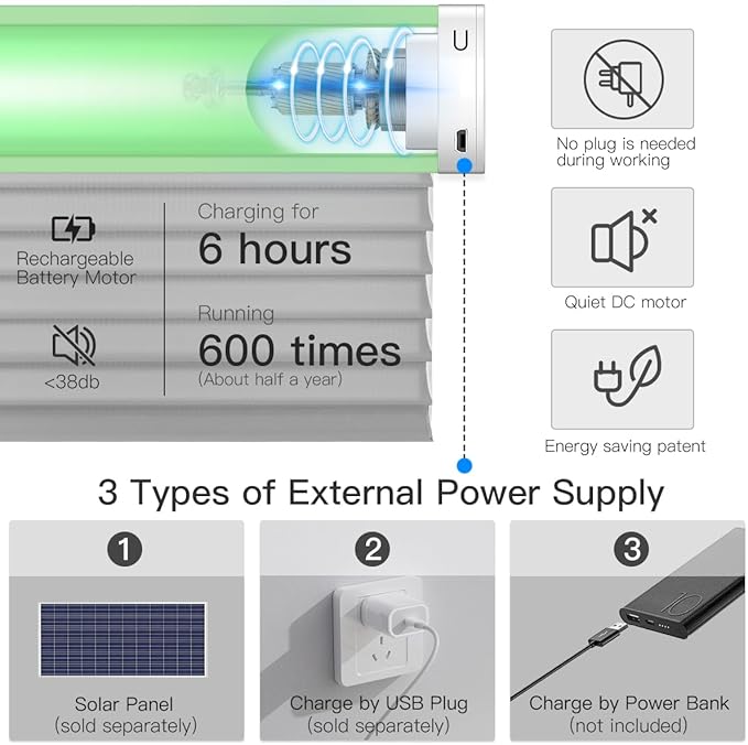 Tokblind Motorized Sheer Shade with Remote Control, Light Filtering Electric Roller Blind Compatible with Alexa via Hub, Rechargeable Smart Window Shade Custom Size (Light Filtering Grey)