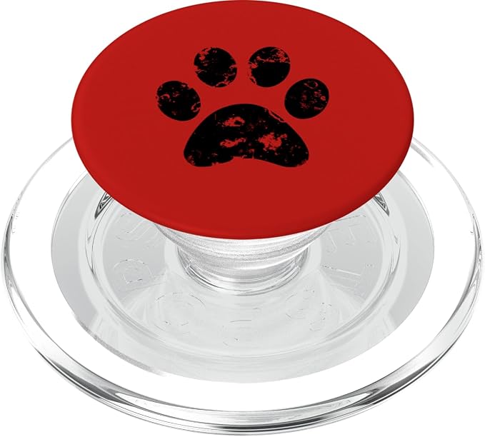 Black Dog Paw Print Red PopSockets Adhesive PopGrip