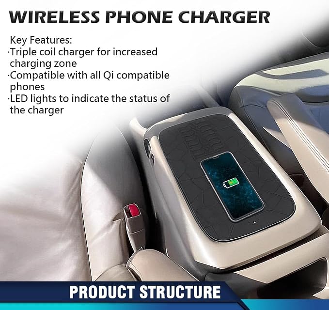 PIT66 Wireless Phone Charging Kit Compatible with Many Vehicles Including LB7 Duramax Diesel 1999-2002 GM Trucks &amp SUV´s (Full Console)