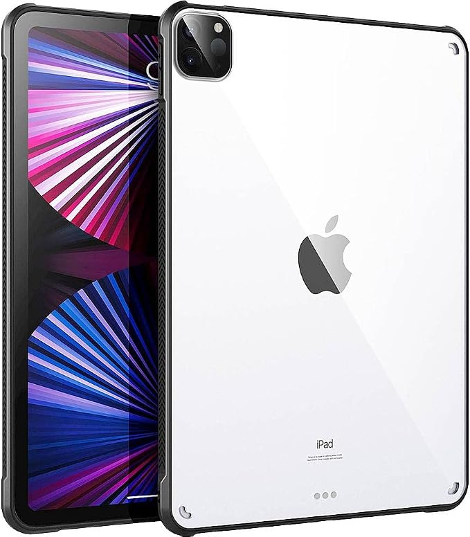 SaharaCase Hard Shell Case for Apple iPad Pro 11 (3rd Generation 2021 &amp 4th Generation 2022) [Shockproof Bumper] Rugged Protection Antislip Cover (Clear Black)