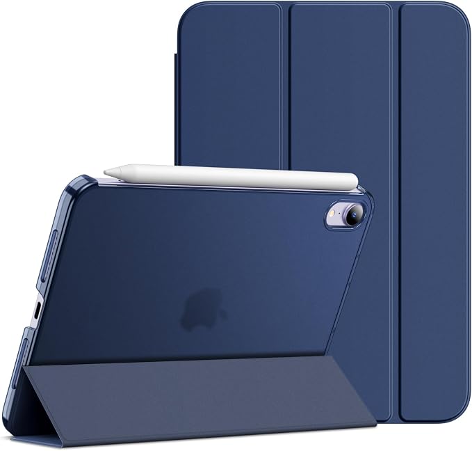 JETech Case Cover for iPad mini A17 Pro/6th Gen (2024/2021) Blue | Slim Translucent Back Design Tri-Fold Stand Auto Wake/Sleep Lightweight Shockproof Protection