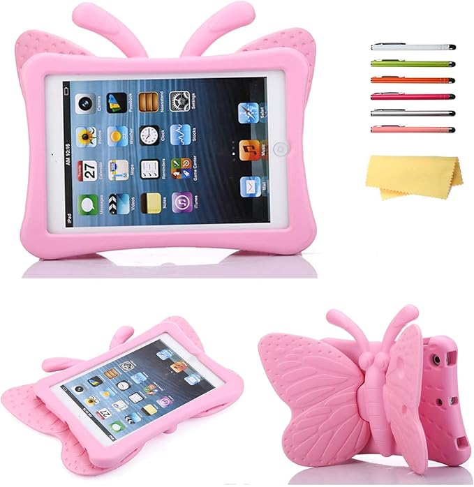 Kids Case for 7.9 iPad Mini 5/4/3/2/1 Silicone Shockproof Cover with Handle Kickstand Black