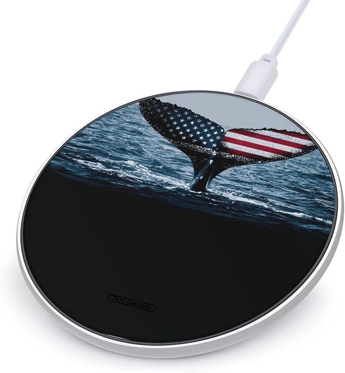 USA Alaska Whale Tail Wireless Charger SlimWireless Charging Pad Anti-Slip Charger Mat for Men Women