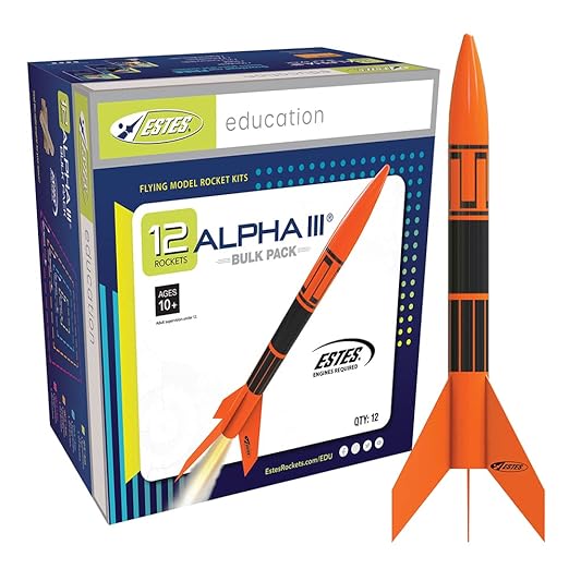 Estes 1751 Bulk Pack of 1751 Alpha III Rocket-Building Kits, Beginner Flying-Rocket-Model Kits for Ages 10+, Classroom Science Experiments