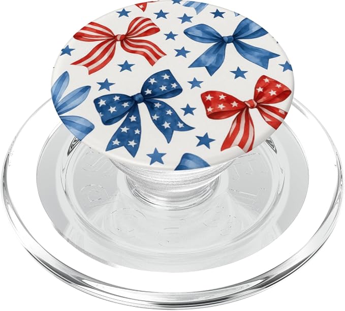 4th of July Red White Blue Bows and Stars PopSockets Adhesive PopGrip