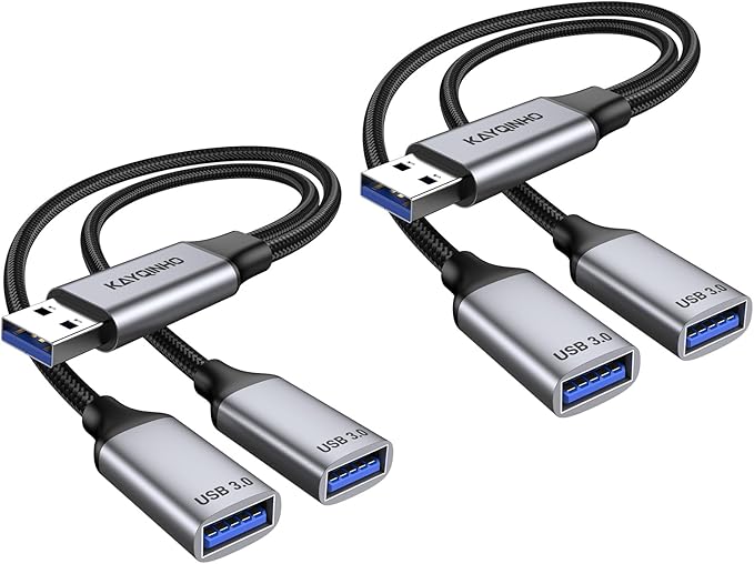 USB 3.0 Splitter 1 in 2 Out USB Splitter Y Cable USB Male to 2 Female Cable for PC Tablet Laptop MacBook Keyboard PS4 PS5 Mouse FlashDrive LED Etc.