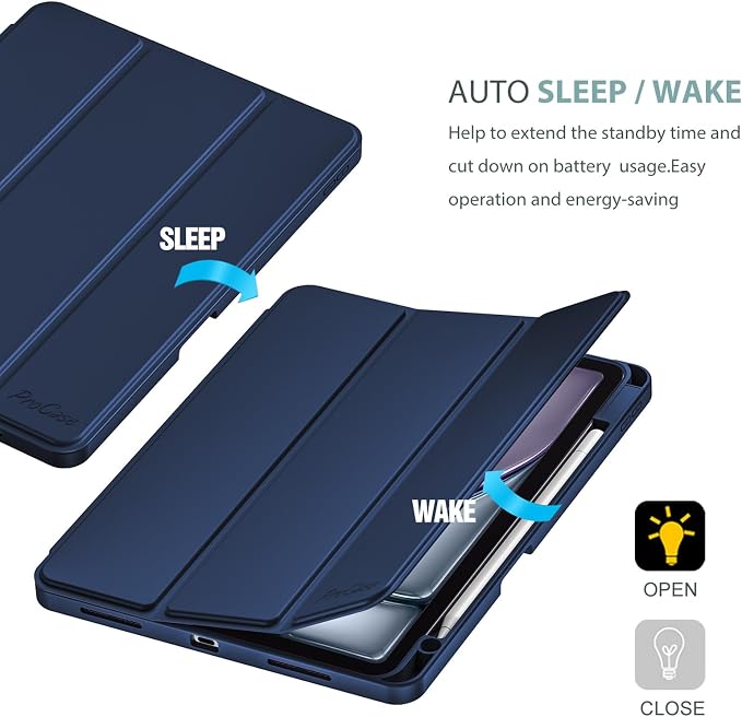 ProCase Smart Case for iPad Air 11-inch M4/M3/M2 &amp Air 10.9 5th/4th Gen | Hard Back Cover with Auto Sleep/Wake Slim Lightweight Case for iPad Air 11 2026/25/24 &amp 10.9 2022/2020-Aqua
