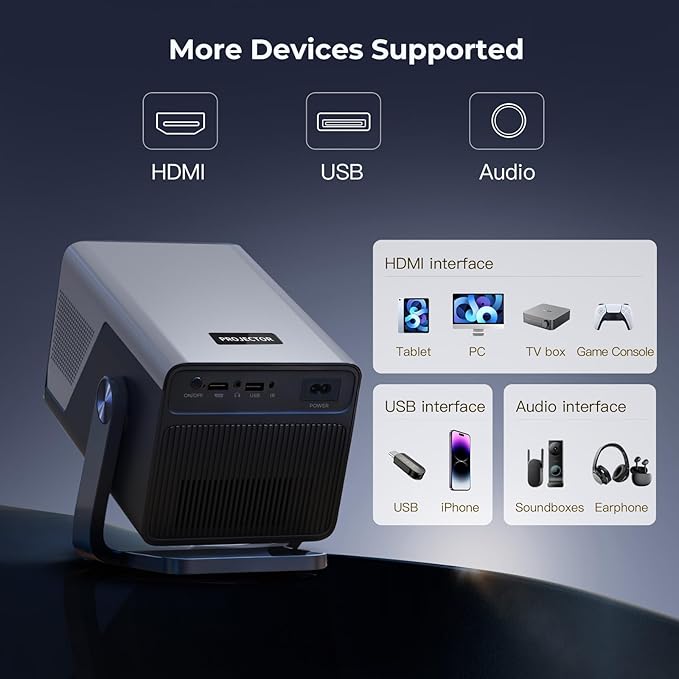 [8K 4K Support/2000 ANSI/AI Visual Calibration] Native 1080P Projector with Android 14 OS Smart Video Projector Compatible with Netflix YouTube Dolby Atmos AI Auto Focus&Keystone&Obstacle Avoidance
