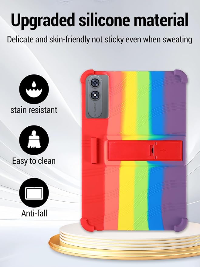 for TABWEE T60 Pro (13.4 Inch) Android 16 Tablet Protective case Shockproof Lightweight Silicone Protective Cover with Stand Child-Friendly Protection Easy to Clean Design Black.