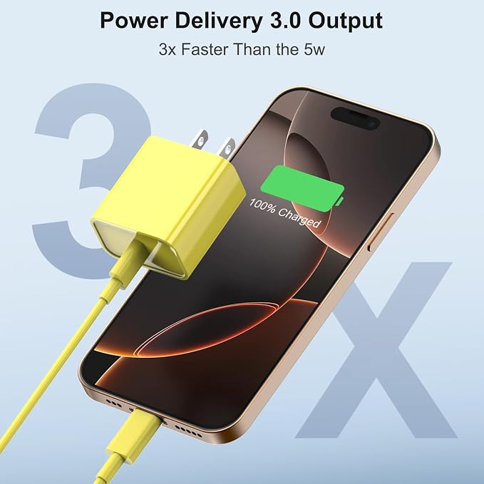 iPhone 17 16 Charger Fast Charging Extra Long 10FT USB C Charger(Black) | for iPhonesiPadsTabletsAndroid devices[ETL SAFETY CERTIFIED] 20W Type C Charger Block with Fast Charging USB C Cables