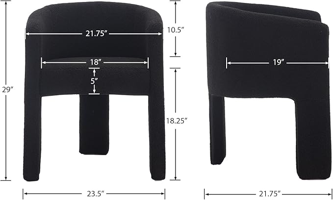 Modern Sherpa Barrel Dining Chair, Upholstered Boucle Dining Chair Accent Chair with Arms Comfy Makeup Vanity Chair, Dining Living Room Kitchen Chair, Black