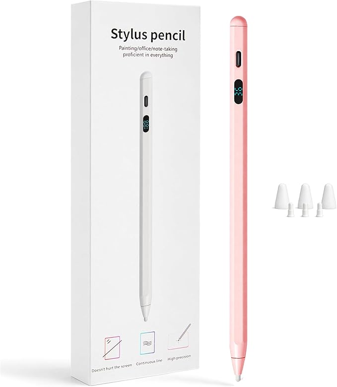 LED Battery Display Stylus Pen Dual Modes Fast Charge Universal Active Digital Pencil for iPad iPhone Samsung Android &lt2ms Low Latency Tilt Sensitivity for Drawing Note Taking No Bluetooth Styl