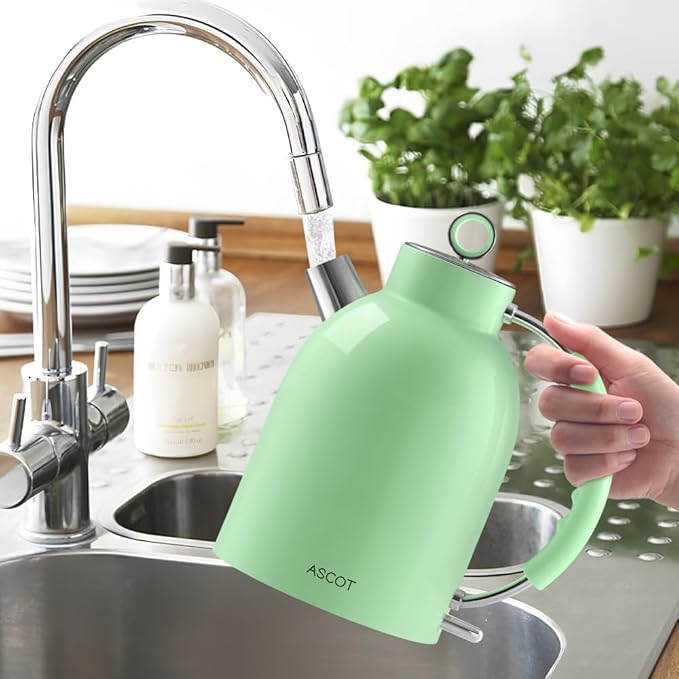 ASCOT Electric Kettle, Stainless Steel Electric Tea Kettle Gifts for Men/Women/Family 1.6L 1500W Retro Tea Heater & Hot Water Boiler, Auto Shut-Off and Boil-Dry Protection (Green)