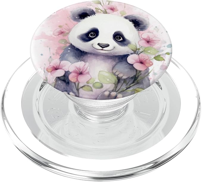 cute panda watercolor PopSockets Adhesive PopGrip