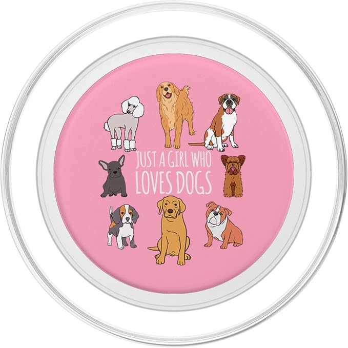 Fun Cute Pink Just A Girl Who Loves Dogs PopSockets Adhesive PopGrip