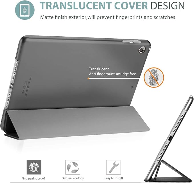 ProCase iPad 10.2 Case 2021 9th Gen/ 2020 8th Gen/ 2019 7th Gen Case with Tempered Glass Screen Protector Slim Stand Hard Shell Protective Smart Cover for 10.2” iPad 9th/8th/7th Generation -Black