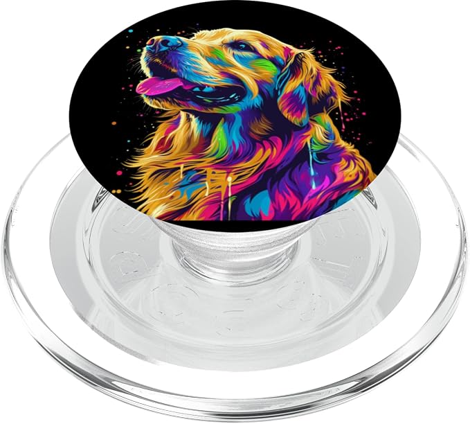 Colorful Pop Art Cute Golden Retriever Dog Portrait PopSockets Adhesive PopGrip
