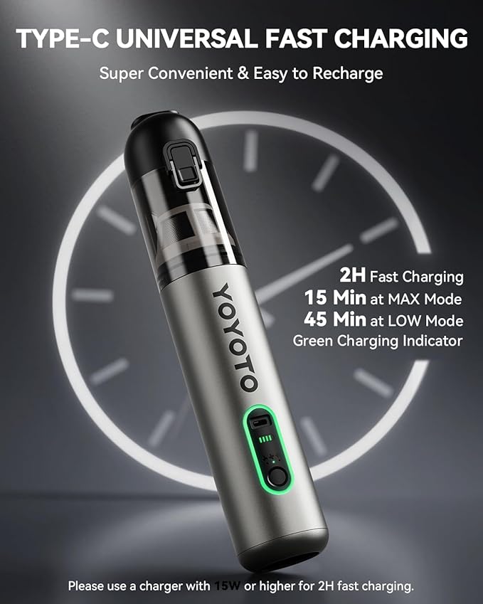 Car Vacuum, Handheld Vacuum Cordless with 21000Pa Powerful Suction & 3 Modes, 4-in-1 Portable Hand Held Mini Vacuum Cleaner Rechargeable, Ultra Light for Car Home Office (Silver)