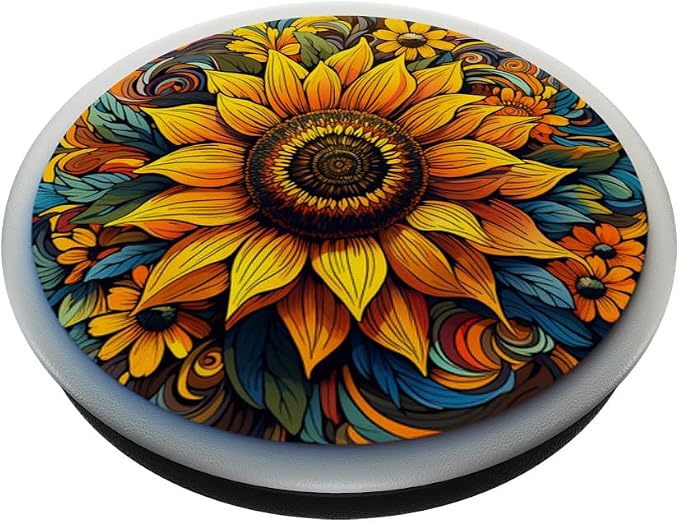 Mandala Geometric Watercolor Sunflower Pattern Floral Women PopSockets PopGrip for MagSafe