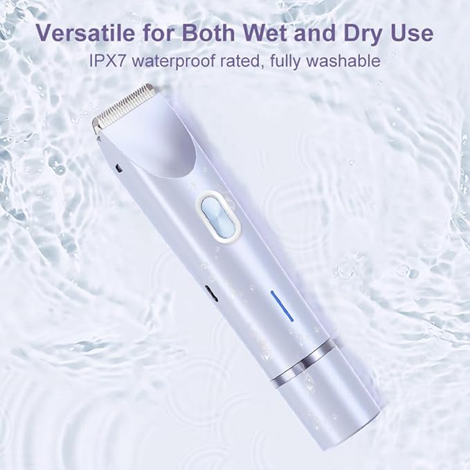 Bikini Trimmer for Women 2 in 1 Dual Head - IPX7 Waterproof Painless Electric Razors for Beauty, Pubic Hair, Face, Legs & Underarms– Portable Cordless Shaver with Fast Charging, Easy Cleaning (Blue)