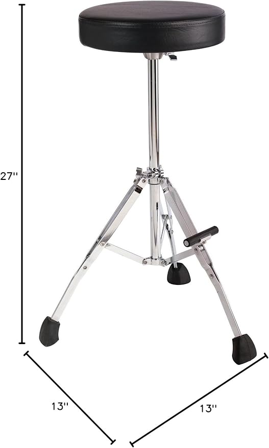 Gibraltar GGS10T Tall 27" Stool with Round Seat, Fold Up Tripod with Foot Rest