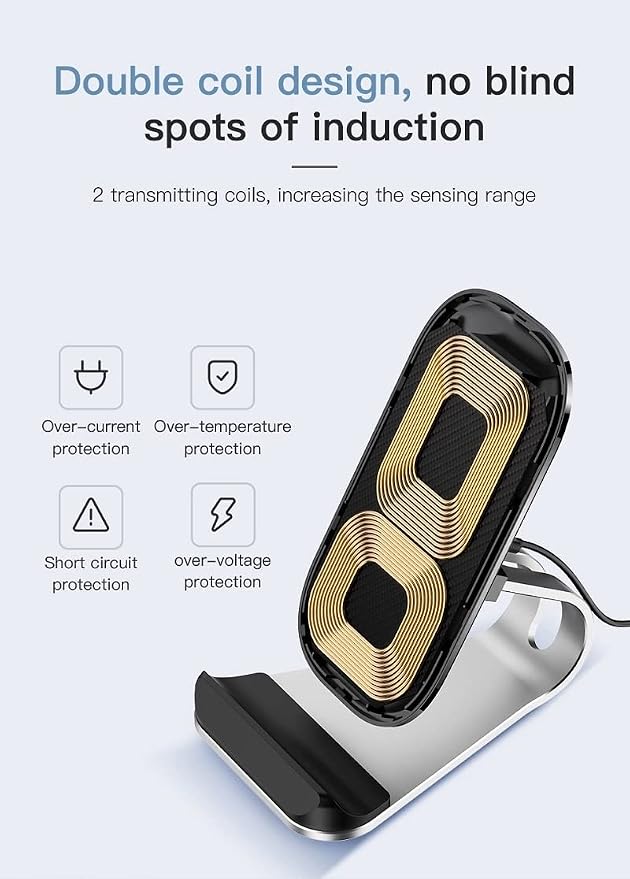 Metal Stand Qi Wireless Charger 15W for Doogee S89 S90 S95 S96 S97 S98 Pro S88 Plus Ulefone Armor 14 13 11 11T 10 9Blackview BV9700 BV9800 BV9900 Pro