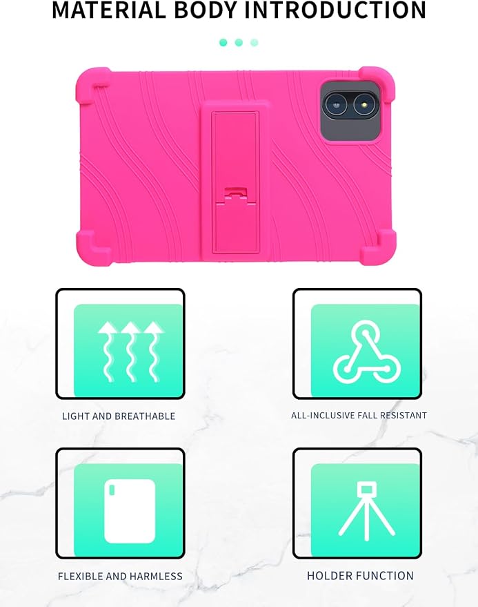 Case for Zuleisy E8A Android 15 Tablet 8.7 inch，WUNIAK Shock Proof Lightweight Stand Rubber Shell Protective CoverKids Friendly Soft Silicone Adjustable Stand CoverBlack