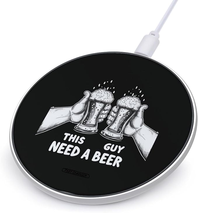 This Guy Need A Beer Wireless Charger SlimWireless Charging Pad Anti-Slip Charger Mat for Men Women