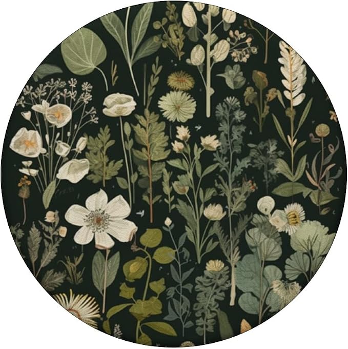 Olive Green Boho Botanical Wildflowers PopSockets Adhesive PopGrip