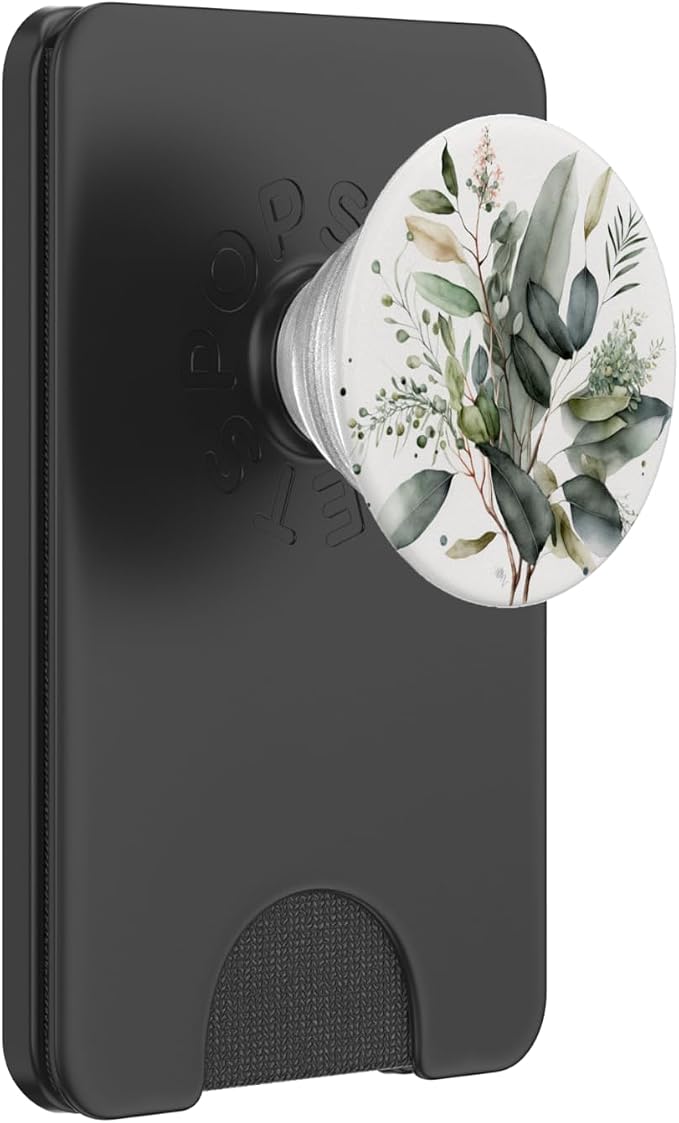 Botanical Watercolor Eucalyptus Leaves Green Blossom Flowery PopSockets Adhesive PopGrip