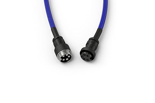 GLORIOUS Coiled Keyboard Cable – Coiled USB C Cable Artisan Braided Cables for Mechanical Gaming Keyboard Coiled Cable - Custom Keyboard Cable (Cobalt Blue)