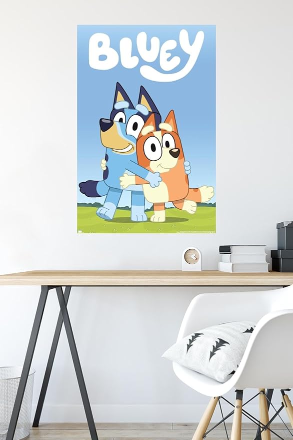 Bluey - Hug Wall Poster, 22.37" x 34.00", Poster & Mount Bundle