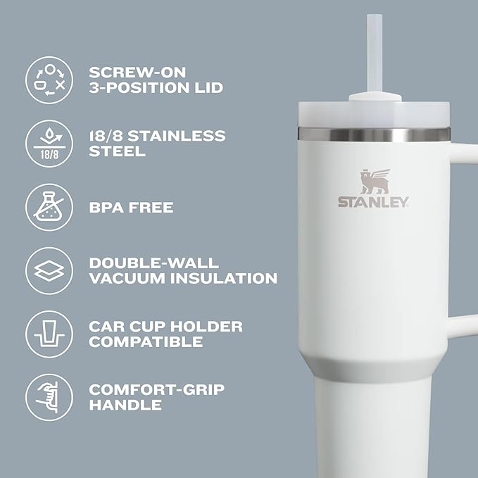 STANLEY Quencher H2.0 Tumbler with Handle and Straw 30 oz | Flowstate 3-Position Lid | Cup Holder Compatible for Travel | Insulated Stainless Steel Cup | BPA-Free | Blue Sky