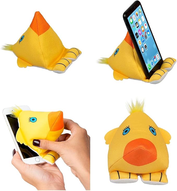 Plusheez Mobile Phone Holder | 2 in 1 Phone Stand with Micro Fibre Wipe | Screen Cleaner | Universal Phone Stand for Kids Children Adults | eReader/Kindle/Smartphone/Small Tablet Compatible (Bird)
