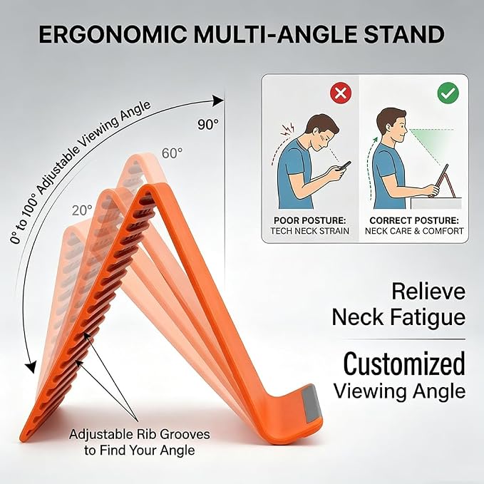 Flexible Silicone Phone Holder Bendable Foldable Stand with Aluminum Adjustable Anti-Slip Multi-Angle Cellphone Holder Portable Rollable Stand for Phone Tablet Laptop 2 Pack Black