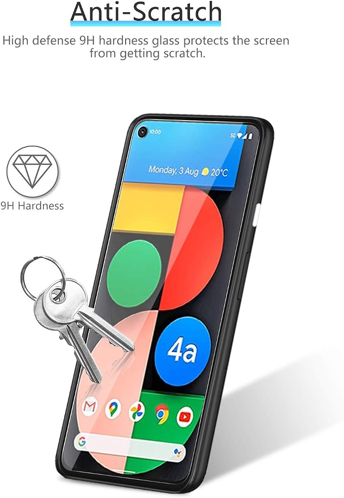 OMOTON [3-Pack] Screen Protector for Google Pixel 4a 5G 6.2 Inch [Not Fit for Pixel 4a 4G] Tempered Glass Screen Protector for Google Pixel 4a 5G 2020 Released Bubble Free/Alignment Frame