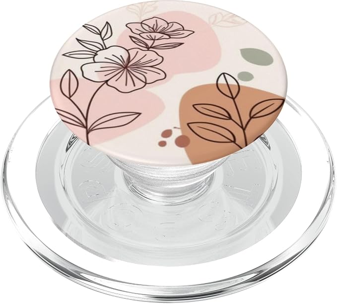Peach Abstract Floral Line Art PopSockets Adhesive PopGrip