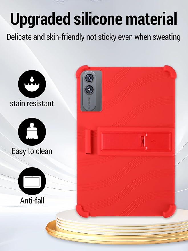 for TABWEE T60 Pro (13.4 Inch) Android 16 Tablet Protective case Shockproof Lightweight Silicone Protective Cover with Stand Child-Friendly Protection Easy to Clean Design Black.