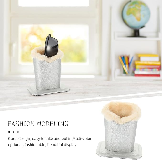 OSALADI 2Pcs Leather Eyeglass Holders with Plush Lining Scratch-Resistant Glasses Stands for Desk Display Multipurpose Eyewear and Jewelry Organizer for Office Bedroom