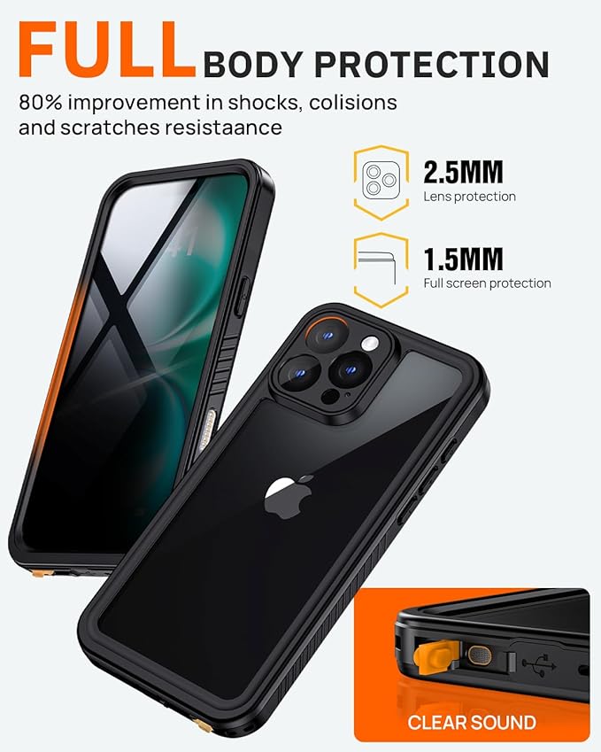 Lanhiem for iPhone 16 Pro Privacy Case, Waterproof Dustproof Shockproof Cover for 16 Pro with Privacy Screen Protector, Full Body Protective Phone Case for iPhone 16 Pro - 6.3 inch (Black)