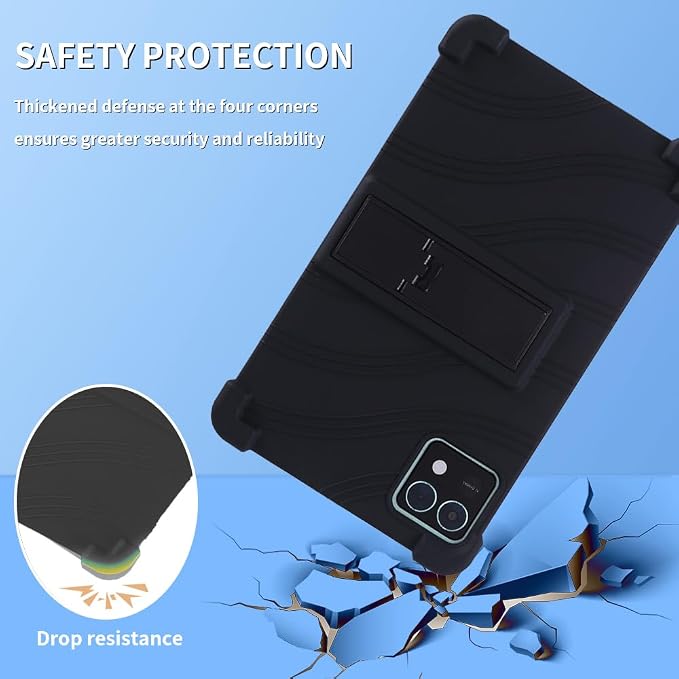 for TECLAST T50 mini Tablet 8.7 Inch CaseShockproof Soft Silicone Adjustable Stand Protective Cover for TECLAST T50 mini 8.7 inch Tablet (Black)