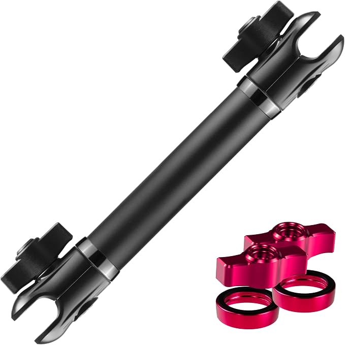 Tackform 10 Long 20mm Ball and Socket Arm DuraLock 20 Series Aluminum Tube Arm | Dual 20mm Sockets and Optional Anti-Theft Knobs | Black